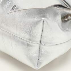 Pre Owned Jimmy Choo Silver Leather Micro Bon Bon Crossbody Bag