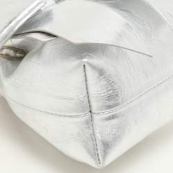 Pre Owned Jimmy Choo Silver Leather Micro Bon Bon Crossbody Bag