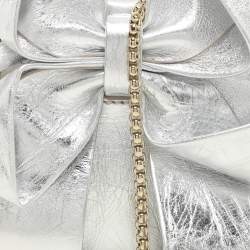 Pre Owned Jimmy Choo Silver Leather Micro Bon Bon Crossbody Bag