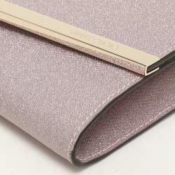 Jimmy Choo Pink Micro Glitter Fabric Emmie Chain Clutch
