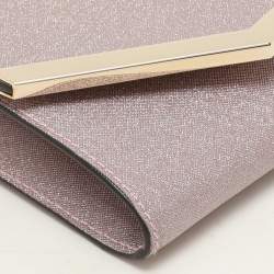 Jimmy Choo Pink Micro Glitter Fabric Emmie Chain Clutch