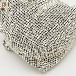 Pre Owned Jimmy Choo Silver Crystal Embellished Micro Bon Bon Bucket Bag