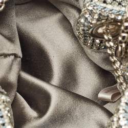 Pre Owned Jimmy Choo Silver Crystal Embellished Micro Bon Bon Bucket Bag