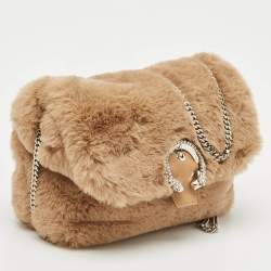 Pre Owned Jimmy Choo Brown Faux Fur Madeline Crossbody Bag
