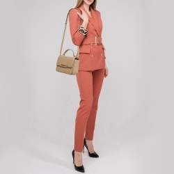 Pre Owned Jimmy Choo Biscuit Leather Diamond Top Handle Bag