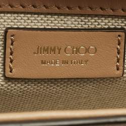Pre Owned Jimmy Choo Biscuit Leather Diamond Top Handle Bag