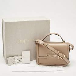 Pre Owned Jimmy Choo Biscuit Leather Diamond Top Handle Bag