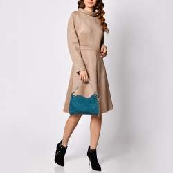 Pre Owned Jimmy Choo Teal Green Suede Callie Clutch Bag