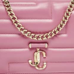 Pre Owned Jimmy Choo Pink Quilted Leather Varenne Chain Shoulder Bag