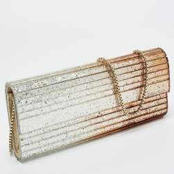 Pre Owned Jimmy Choo Gold/Silver Glitter Acrylic Sweetie Chain Clutch
