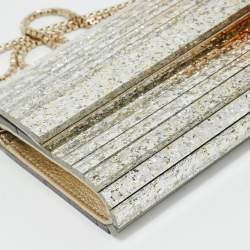 Pre Owned Jimmy Choo Gold/Silver Glitter Acrylic Sweetie Chain Clutch