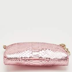 Pre Owned Jimmy Choo Metallic Pink Python Callie Clutch Bag