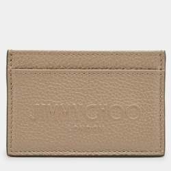 Pre Owned Jimmy Choo Beige Leather Logo Embossed Card Holder