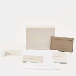 Pre Owned Jimmy Choo Beige Leather Logo Embossed Card Holder