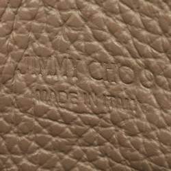 Pre Owned Jimmy Choo Beige Leather Logo Embossed Card Holder
