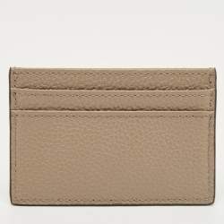Pre Owned Jimmy Choo Beige Leather Logo Embossed Card Holder