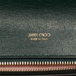 Pre Owned Jimmy Choo Dark Green Quilted Velvet Avenue Wallet On Chain
