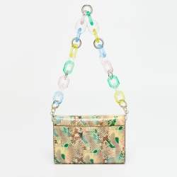 مملوكة مسبقًا حقيبة كلتش جيمي تشو سلسله فارين جلد منقوش اصفر