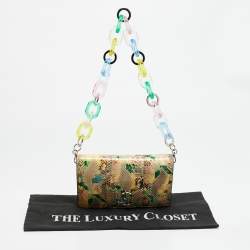 مملوكة مسبقًا حقيبة كلتش جيمي تشو سلسله فارين جلد منقوش اصفر