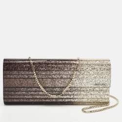 Pre Owned Jimmy Choo Gold Ombre Glitter Acrylic Sweetie Chain Clutch