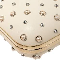 مملوكة مسبقًا حقيبة كلتش جيمي تشو جلد جريمي بيرل ميكس مشبك