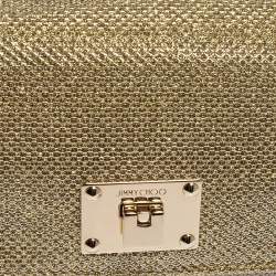 Pre Owned Jimmy Choo Gold Lame Glitter Fabric Ruby Chain Clutch