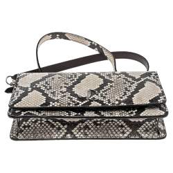 Pre Owned Jimmy Choo Black/Beige Python Embossed Leather Palace Wallet On Chain