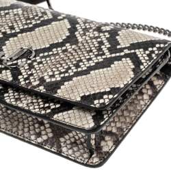 Pre Owned Jimmy Choo Black/Beige Python Embossed Leather Palace Wallet On Chain