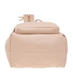 Jimmy Choo Beige Leather Drawstring Backpack