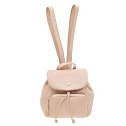 Jimmy Choo Beige Leather Drawstring Backpack
