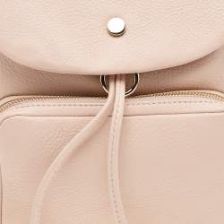 Jimmy Choo Beige Leather Drawstring Backpack