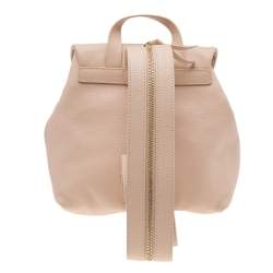 Jimmy Choo Beige Leather Drawstring Backpack