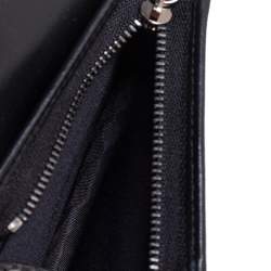 Jimmy Choo Black Croc Embossed Leather Hanne Crystals Compact Wallet