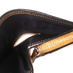 Pre Owned Jimmy Choo Gold Lizard Embossed Leather Hanne Crystals Compact Wallet