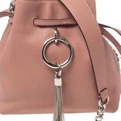 Pre Owned Jimmy Choo Pink Leather Callie Drawstring Bucket Bag