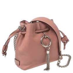 Pre Owned Jimmy Choo Pink Leather Callie Drawstring Bucket Bag