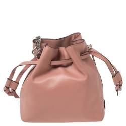 Pre Owned Jimmy Choo Pink Leather Callie Drawstring Bucket Bag