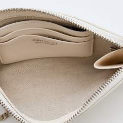 Pre Owned Jimmy Choo White Leather Embossed Logo Adelia Wallet on Strap