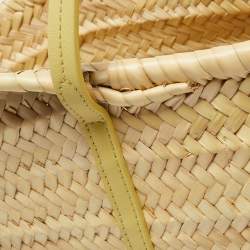 Pre Owned Jimmy Choo Yellow/Natural Leaf Raffia Macy Tote