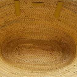 Pre Owned Jimmy Choo Yellow/Natural Leaf Raffia Macy Tote