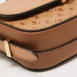 Pre Owned Jimmy Choo Brown Signature Embossed Leather Varenne Crossbody Bag