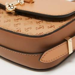 Pre Owned Jimmy Choo Brown Signature Embossed Leather Varenne Crossbody Bag