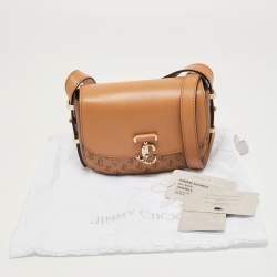 Pre Owned Jimmy Choo Brown Signature Embossed Leather Varenne Crossbody Bag