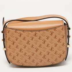 Pre Owned Jimmy Choo Brown Signature Embossed Leather Varenne Crossbody Bag
