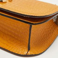 Pre Owned Jimmy Choo Brown Croc Embossed Leather Varenne Crossbody Bag