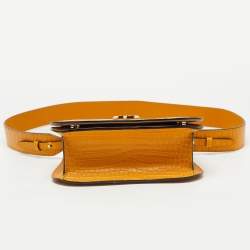 Pre Owned Jimmy Choo Brown Croc Embossed Leather Varenne Crossbody Bag