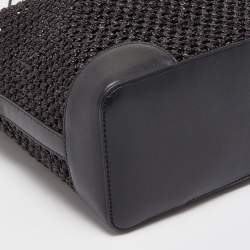 Pre Owned Jimmy Choo Black Woven Straw and Leather Nine2Five Tote