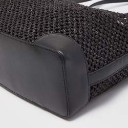 Pre Owned Jimmy Choo Black Woven Straw and Leather Nine2Five Tote