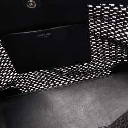 Pre Owned Jimmy Choo Black Woven Straw and Leather Nine2Five Tote