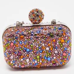 Pre Owned Jimmy Choo Multicolor Crystal Embellished Micro Cloud Clutch